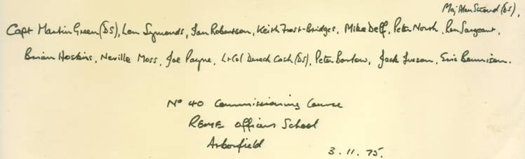 No 40 Commisioning Course Reverse